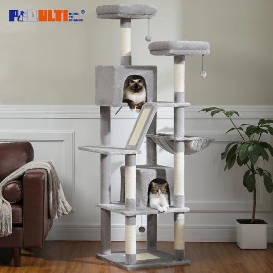 Paws & Claws Cat Tree – Tall Multi-Level Tower with Plush Nooks and Scratching Boards